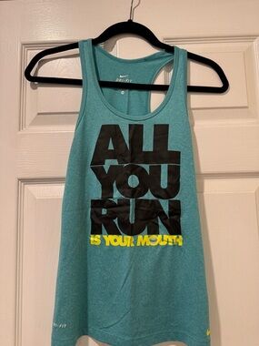 Nike Teal Racerback Tank with Black & Yellow Graphic